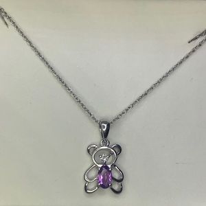 Amethyst Teddy Bear Necklace